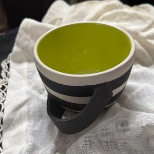 Milani striped Black and White Mug with Green Interior